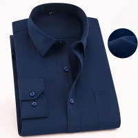 Camisa Clásica Para Hombre De Manga Larga En Blanco Negro Azul Rojo Estilo Vintage Casual Negocios Primavera Otoño - details 16