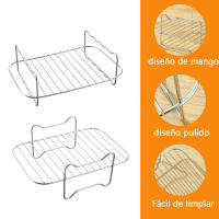 Juego de accesorios para freidora de aire, accesorio multifuncional para baño maría, con parrilla de doble capa de acero inoxidable de 7,9*5,3 pulgadas y rejilla para vapor, adecuado para uso doméstico - details 2