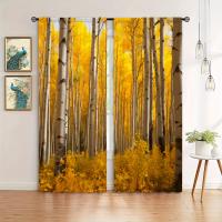 2pcs Cortina De Ventana Con Estampado De Arce Amarillo Para Decoración Del Hogar Tratamiento De Ventana Para Dormitorio Oficina Cocina Sala De Estar Y Estudio - details 4