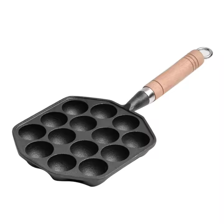 Molde Para Hacer Esferas De Carne De Octopus Takoyaki De Hierro Fundido Con Mango Desmontable Fácil De Limpiar 14 Agujeros Para Cocina - 1