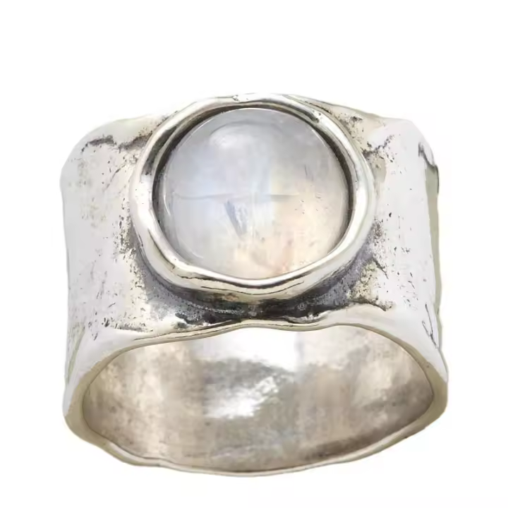 Anillo Vintage De Luna Redonda Para Hombres Y Mujeres Joyería De Aniversario Para Bodas Y Fiestas Regalo Para Niñas - 1