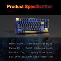 Teclado Mecánico De Juego Blizzard YGM1 USB Con Cable Desmontable De 89 Teclas Para Laptop Y Pc Compatible Con Tablet Y Computadora - details 9