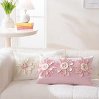 Funda de almohada de sofá con flores tridimensionales, funda de almohada de lujo suave y ligera para dormitorio, cojín de cintura para balcón - details 4