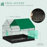 PawHut Jaula para Animales Pequeños Parque para Mascotas con 2 Puertas Toldo y Base con Tela Oxford Impermeable para Interior y Exterior 90x75x75 cm Negro y Verde - details 3