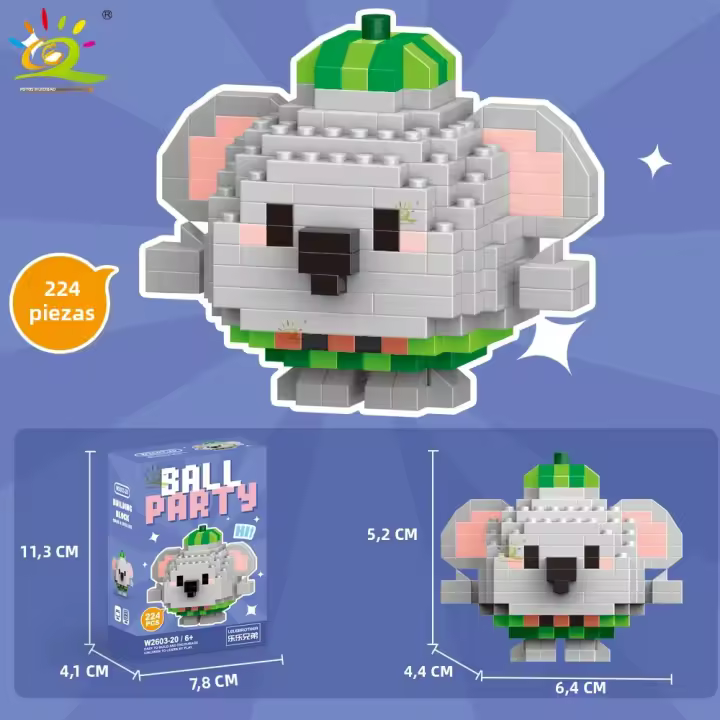 Mini Bloques De Construcción Micro Animales HUIQIBAO 3D Diamante Modelo BEE Gato Panda Para Niños Juguetes De Ciudad DIY - 1