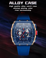 Reloj De Cuarzo MINI FOCUS Para Hombres Con Dial Tonneau Deportivo Y Correa De Silicona Naranja Cronógrafo Resistente Al Agua Con Manos Luminosas Fecha Automática - details 6