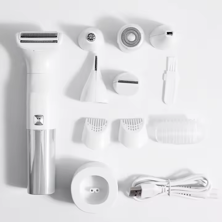 Depiladora para mujeres - Afeitadora corporal indolora 6 en 1 - Depilación facial para rostro - Axilas - Brazos - Piernas - Con pantalla - Recargable - 1