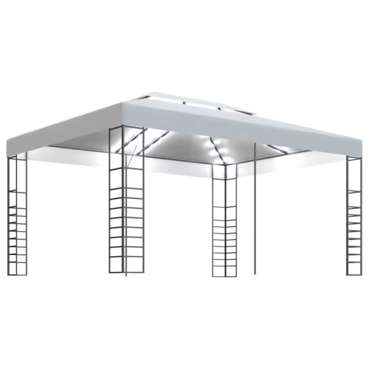 vidaXL Cenador con Tira de Luces 4x3x2,7 m Pérgola Parasol Carpa Jardín Color Blanco,  Antracita, y mas - 1
