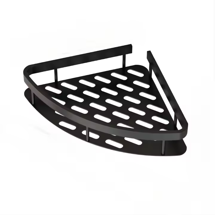 Estante De Baño Triangular Monolítico En Negro Soporte De Almacenamiento Para El Hogar Rack Colgante En La Pared Con Tripod - 1