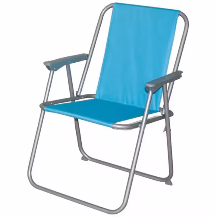ARISE SHOP-Silla de playa plegable, estructura metálica blanca y asiento de tela, ligera y resistente, máx. 100 kg, jardín, pesca, camping, 75 x 52 x 44 cm, color azul,verde limon,fucsia - 1