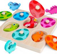 Puzzle De Dinosaurio De Madera Juego Educativo Montessori Para Niños Juguete De Aprendizaje Temprano Con Palos Regalo Para Niños De 3-6 Años - details 6