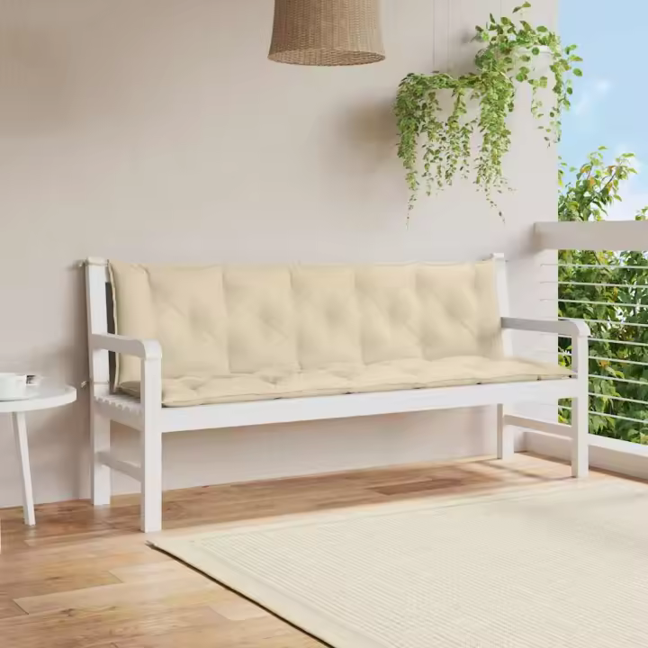 vidaXL Cojín de banco de jardín tela Oxford 180x(50+50)x7 cm en color Gris/Taupé/Beige | acolchados duraderos para sofás de jardín terraza exterior - 1