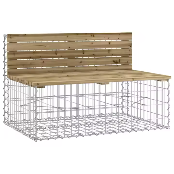 vidaXL Banco jardín con gaviones madera pino impregnada 287x71x65,5 cm - 1