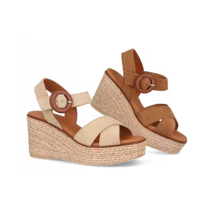 5816 - DIGO DIGO SANDALIAS DE CUÑA   COLORES : CUERO , BEIGE  TALLAS : 35 AL 41  CORTE EXTERIOR : PIEL  FORRO INTERIOR : PIEL / SINTÉTICO  PLANTILLA : PIEL / GEL  ALTURA TACÓN / CUÑA : 8 CM.  PISO : SINTÉTICO - 1