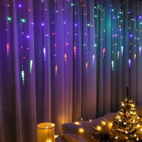 Luces De Navidad Cadena De Luces De Aire Con LED Para Decoración De Fiesta Hogar Año Nuevo Exterior Colgante De Encaje Cortina Guirnalda De Piedra Hielo Paratechos - details 8