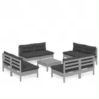 VIDAXL set de muebles para exteriores fabricados en madera maciza de pino antracita - 1