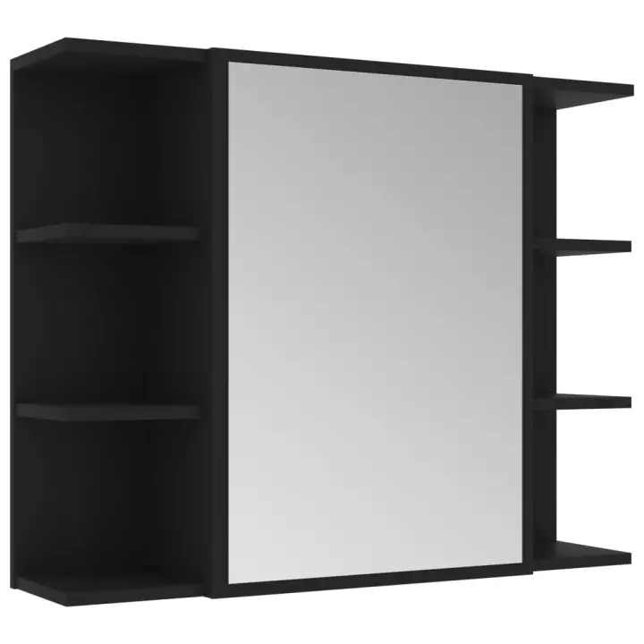 Espejo de baño contrachapada Negro 80x20,5X64 cm - 1