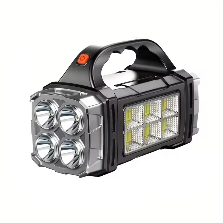 Linterna recargable para acampar cargador solar linterna de mano con múltiples lámparas linterna eléctrica para caminatas al aire libre o cortes de energía en interiores Linterna Recargable(plata) - 1