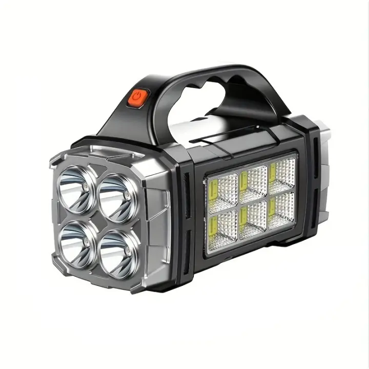 Linterna recargable para acampar cargador solar linterna de mano con múltiples lámparas linterna eléctrica para caminatas al aire libre o cortes de energía en interiores Linterna Recargable(plata) - 1