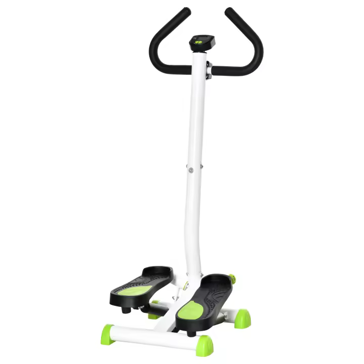 HOMCOM Máquina de Step Stepper Fitness en Casa con Pantalla LCD Manillar y Pedales Antideslizantes Equipo de Ejercicio para Gimnasio Oficina 55x44x108 cm Blanco - 1