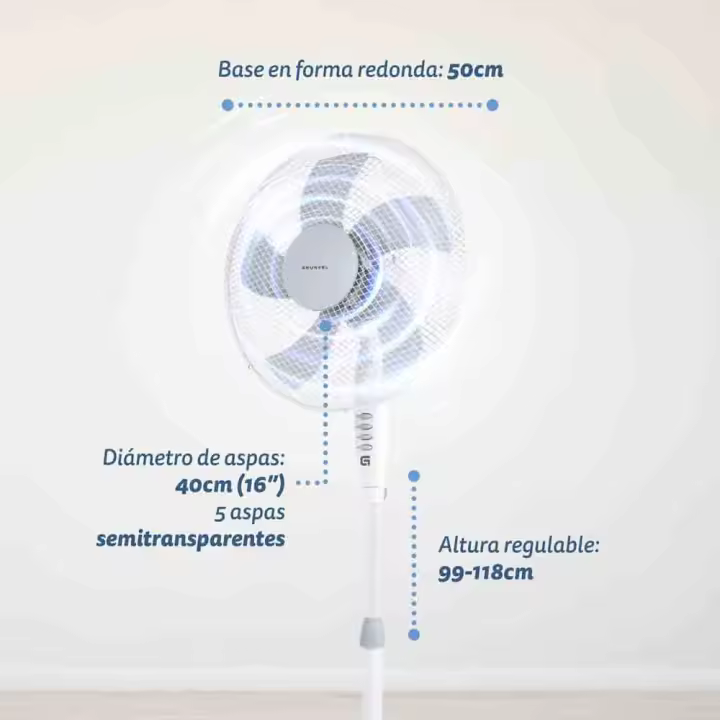 Ventilador de Pie FAN-165X - Base en  Forma X - 50W - Blanco - 1