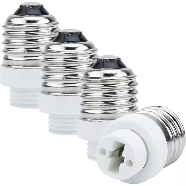 Adaptador de portalámparas 4x E27 a G9 en BLANCO - Juego de 4 conversores de formato para portalámparas para bombillas incandescentes, LED, halógenas y de bajo consumo - 1