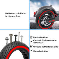 ANSENI Ruedas Macizas linea roja para Patinete Eléctrico 8.5Pulgadas,Neumáticos de Alta Elasticidad,Repuesto Antipinchazos Compatible con Xiaomi M365,1S,Pro 2,Essential , Cecotec Serie A - details 0