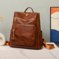 Nueva mochila de cuero, estilo retro, informal, de gran capacidad, con múltiples compartimentos para Mujer - details 4