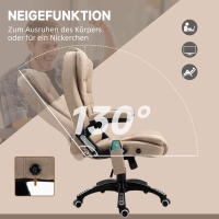 Sillón de Oficina con función de masaje por vibración, Sillón de Oficina ergonómico con función de Caldera, Función reclinable, Sillón de dirección regulable en Altura a Distancia, Bolsos laterales, Acabado en Lino, marrón - details 1