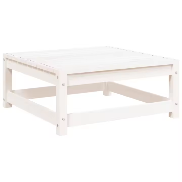 Taburete de Jardín Madera maciza de Pinino Blanco 70x70x30cm - 1