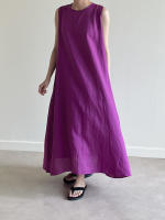 Vestido Largo Vintage De Algodón Y Lino Para Mujer REALEFT Sin Mangas Estilo Casual Suelto Con Cinturones Verano 2025 - details 0