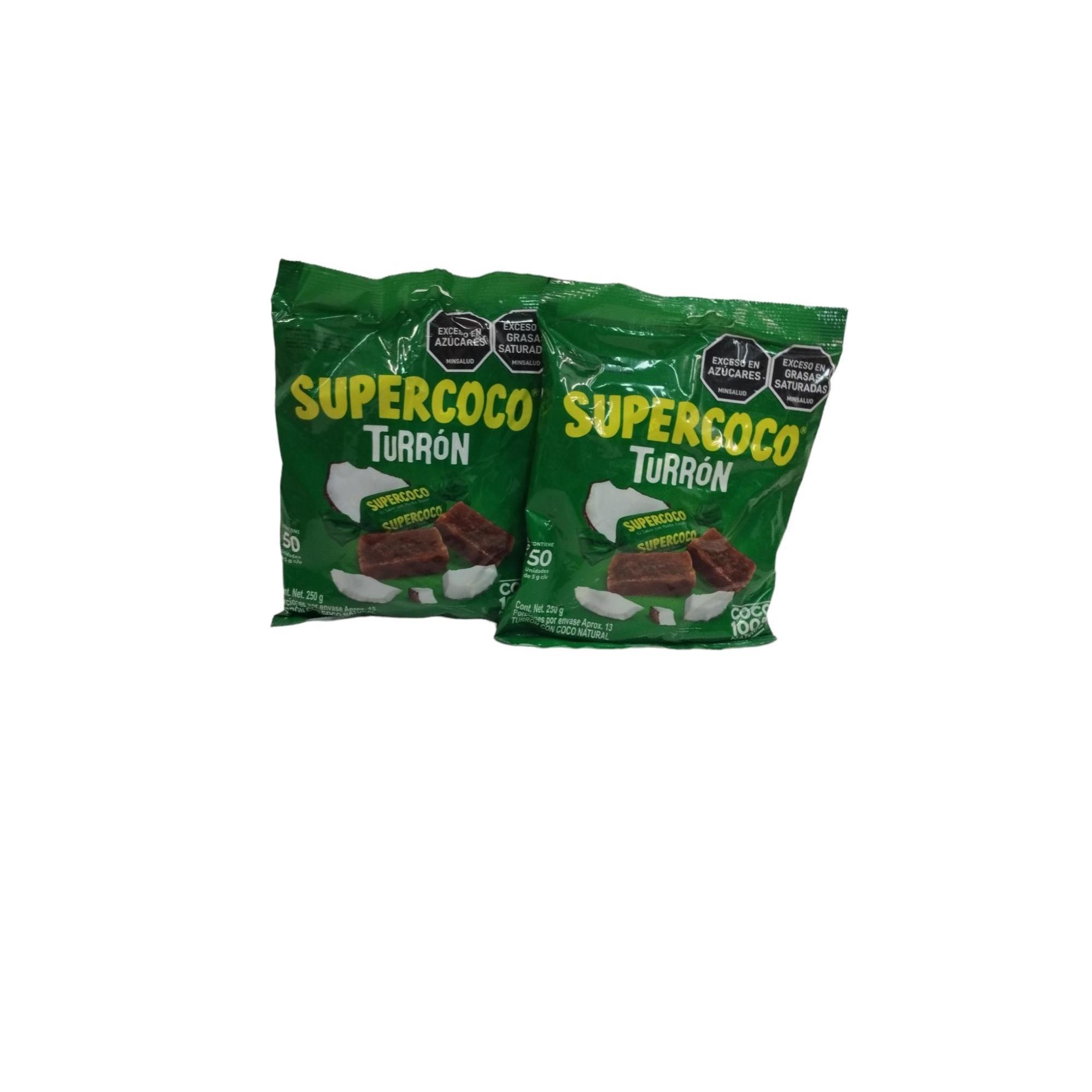 TURRON - SUPERCOCO - TURRON CON COCO NATURAL - PACK DE 2 - 250 G CADA UNO