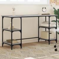 vidaXL Escritorio metal madera de ingeniería 140x50x75 cm en color Roble Sonoma/Gris sonoma/Marrón roble | estructura resistente ideal para salón dormitorio o estudio - details 1
