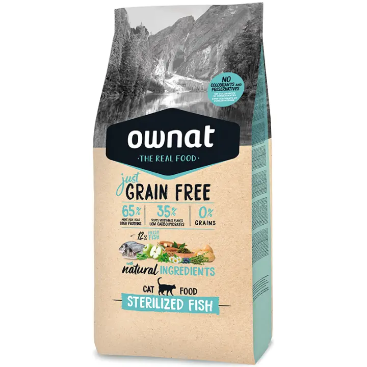 Ownat Just Grain Free Esterilised Fish Esterilizado de Pescado para Gatos: Alimento sin cereales para gatos esterilizados - 1