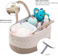 Organizador de pañales para Bebe, cesta de almacenamiento portátil de Algodón con Cuerda, cesta de baño con compartimientos intercambiables, Gift para recién nacidos - details 0
