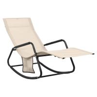 vidaXL Tumbona de acero y tela textilene Negro, Gris, Crema Sillas de Exterior Ideal para jardín, playa, piscina, terraza Tumbona Piscina Tumbonas Playa Tumbonas Jardín Exterior - details 0
