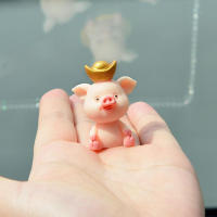 5Pcs Decoración De Escritorio Lindo Y Gold Piglet DIY Jardinería Micro Paisaje Resina Ovejas Figuras De Coche Regalos - details 5