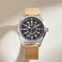 Reloj Mécanico De Piel De Algodón Khaki Flieger Aviator Pilot Acero Inoxidable Movimiento Automático Arrow Watches De Estilo Casual Para Hombres Resistente Al Agua Cristal De Zafiro Japonés - details 3