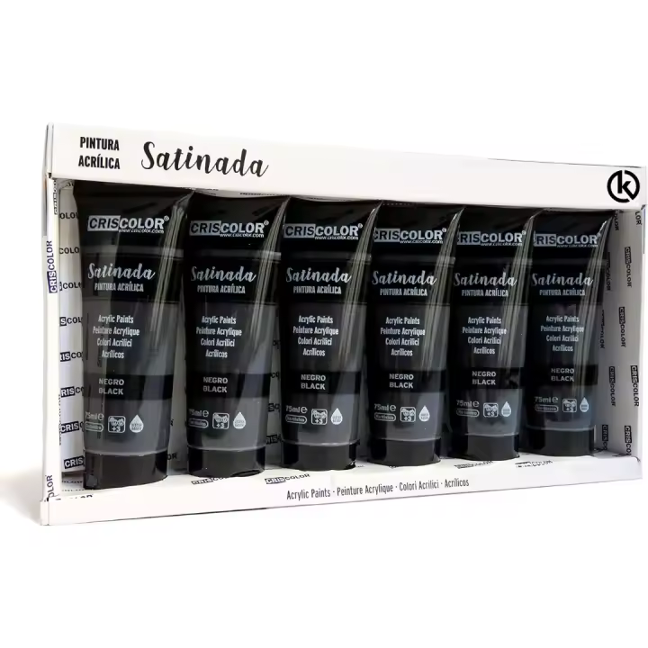 KROWN - Pack Pinturas Acrílicas 24 x 75ml - Surtido de Colores Satinado, Pastel, Metalizado y Fluorescente + Juego de 9 Pinceles. Para trabajo Artístico y Manualidades. - 1