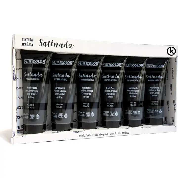 KROWN - Pack Pinturas Acrílicas 24 x 75ml - Surtido de Colores Satinado, Pastel, Metalizado y Fluorescente + Juego de 9 Pinceles. Para trabajo Artístico y Manualidades. - 1