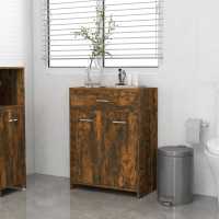 vidaXL Armario de baño madera contrachapada 60x33x80 cm en color Blanco/Madera antigua/Marrón roble y más | almacenamiento funcional diseño moderno para baño dormitorio sala - details 7