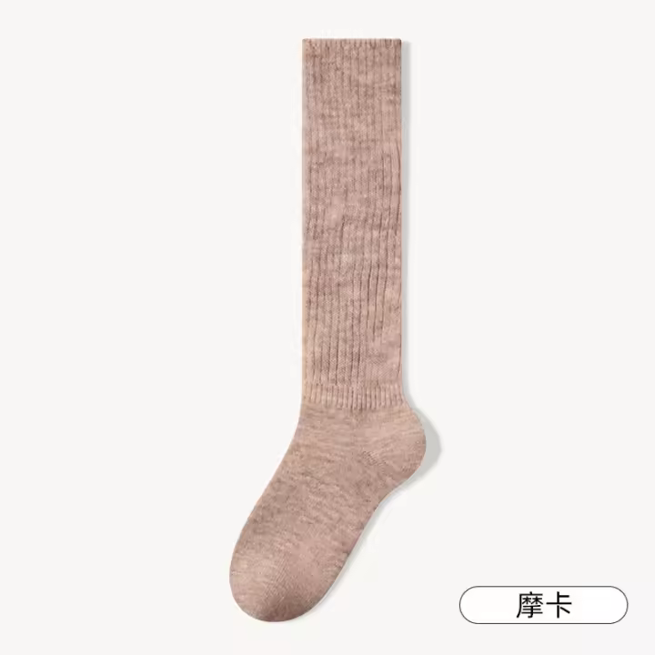 Calcetines Largos De Lana Suave Para Mujer Otoño Invierno Cashmere Solido Tejidos Gruesos Calientes Y Suaves Calcetines Casuales De Rodilla Para Niñas - 1