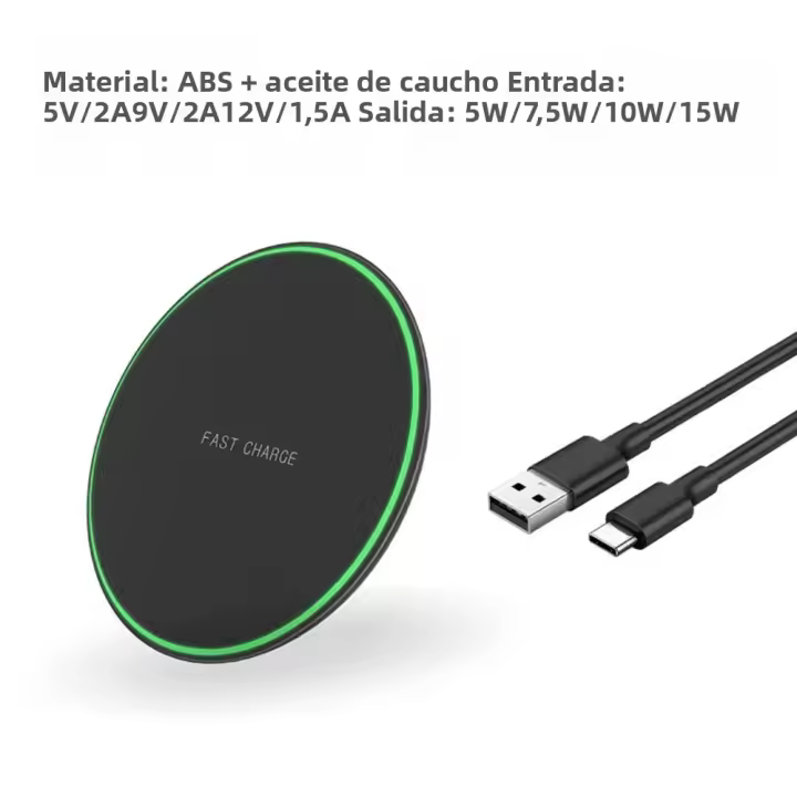 Cargador Inalámbrico Ultra Delgado 15W Qi - Diseño Redondo Elegant, Carga rápida para iPhone , Samsung Galaxy y Todos Los Smartphones Compatibles, Gift Perfecto Tecnológico - 1