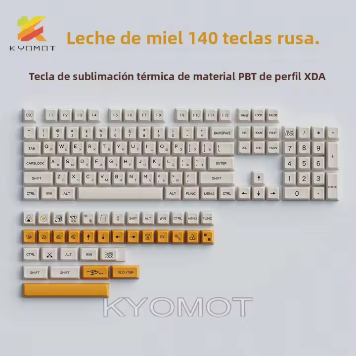 Keycaps De Leche De Miel 140 Teclas PBT Dye Sublimation XDA Perfil Para Teclado Mecánico Cherry MX DIY Layout En Colores Variados - 1