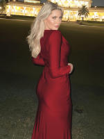 Vestido Maxi Dulzura Elegante Y Sólido Con Hombros Acentuados Y Cintura Definida Para Fiesta De Noche Mujer Otoño Invierno - details 38