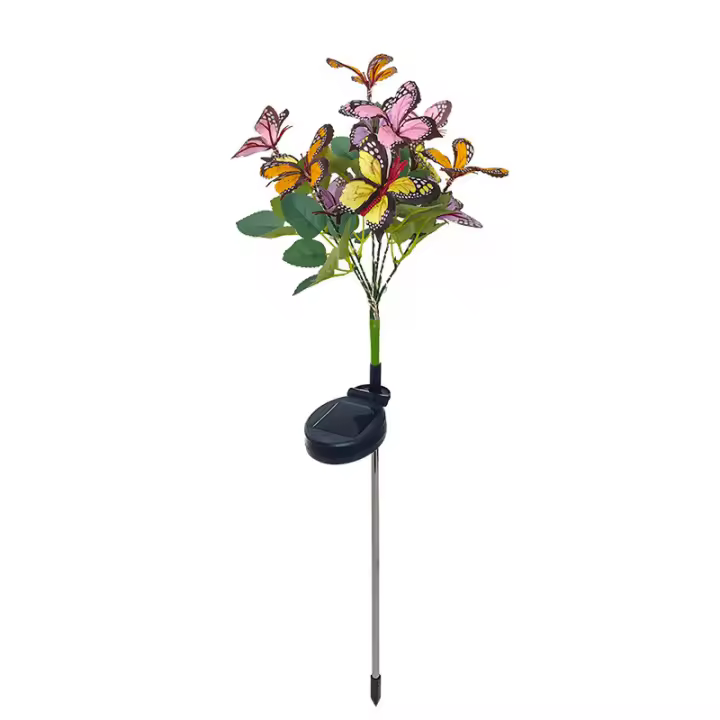 Lámpara Solar LED De Mariposa Coloreada Para Jardín Y Cerca De La Casa Fuente De Luz LED Exterior Impermeable Decoración De Fiestas Instalación Sencilla Material ABS - 1