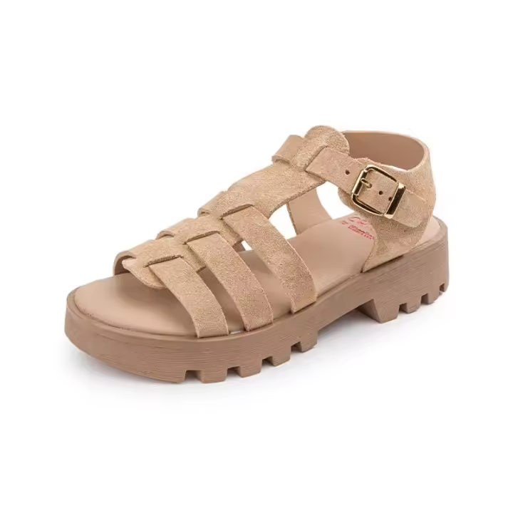 Titanitos sandalias de piel para niña en color camel mod. CRU150 AFRA - 1