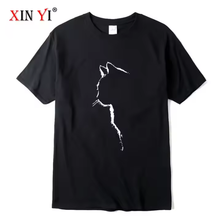Camiseta Para Hombre De Algodón 100% Calidad Superior Estampado De Gato Fresh Camiseta Casual Manga Corta Estilo Hip Hop Verano - 1