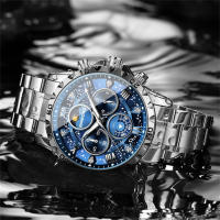 Reloj De Hombre Impermeable Con Cronógrafo Y Dial 3D De Estrella Galáctica Luminosa De Acero Inoxidable Para Regalo De Cumpleaños - details 3