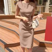 Vestido Elegante Sin Mangas De Mujer ZANZEA De Moda Coreana Casual Con Cuello Redondo Draped Vestidos De Oficina Largo Hasta La Rodilla Para Mujer - details 7